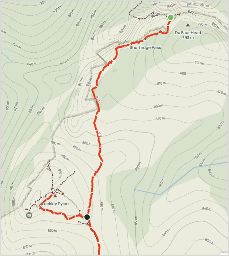 Lockleys Pylon & Shortridge Pass Trail to Du Faur Head Map