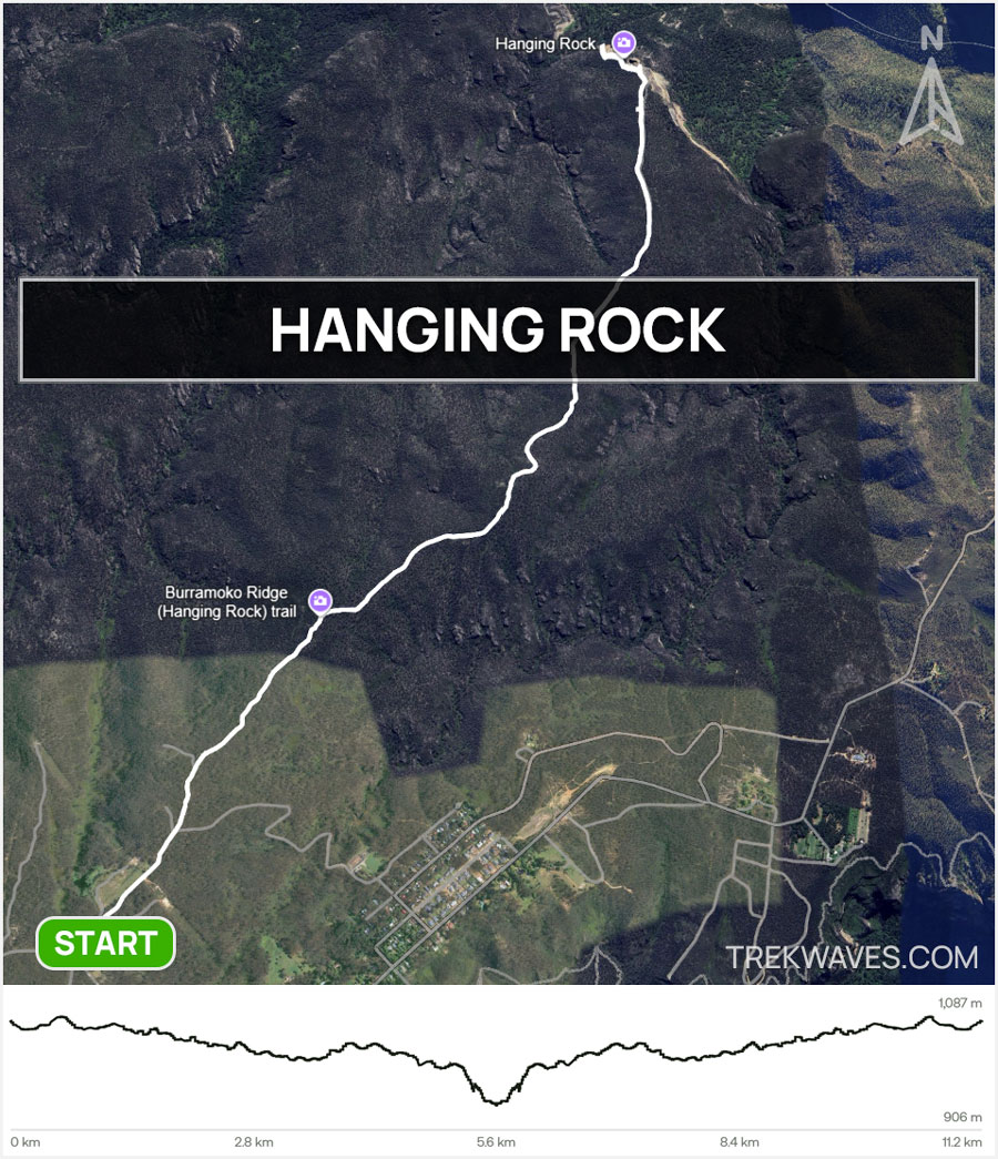 Hanging Rock Blue Mountains Hiking Trail Map