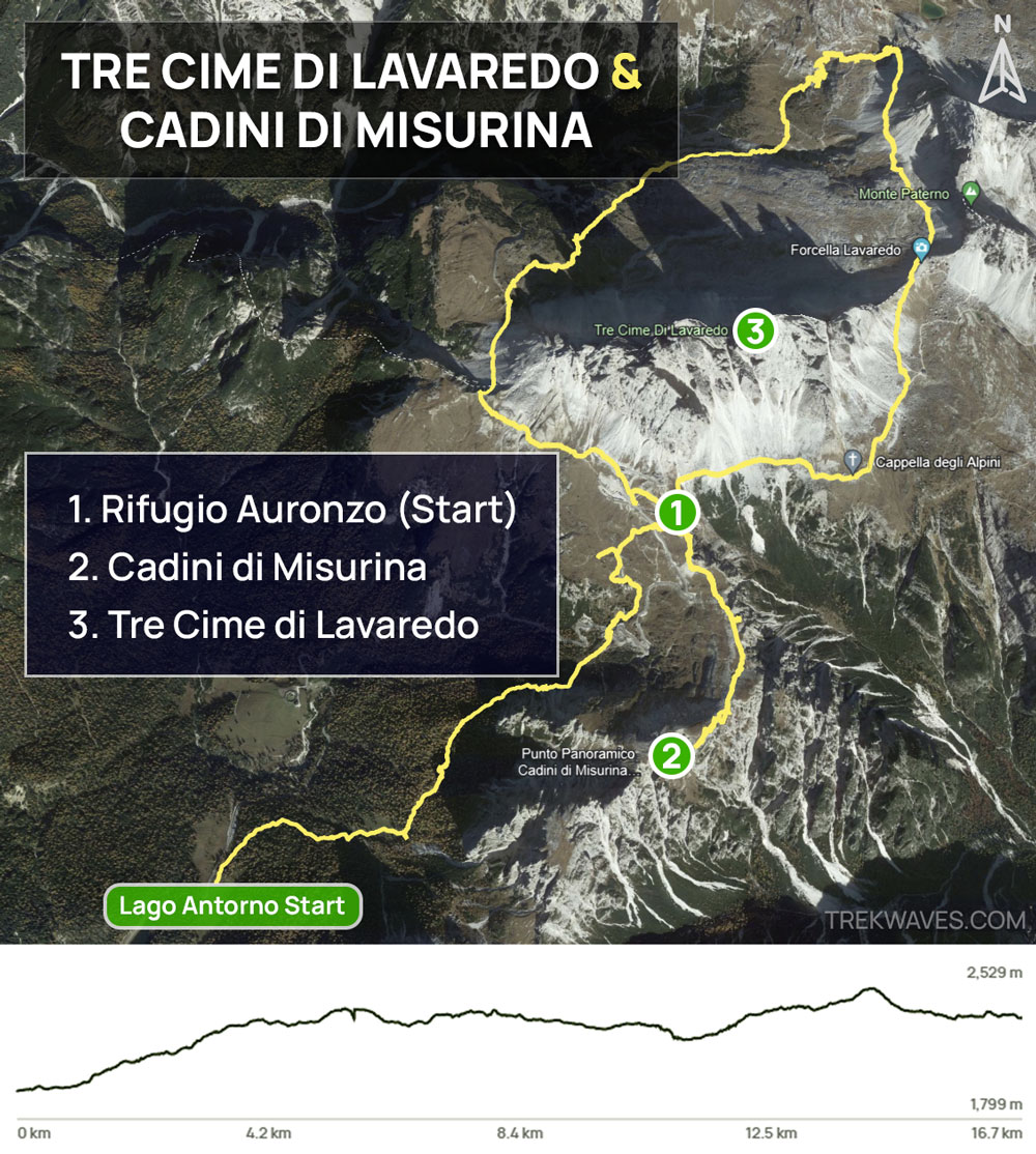 Tre Cime di Lavaredo hiking map
