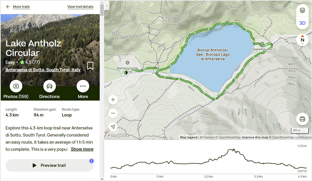 lago di anterselva loop trail map