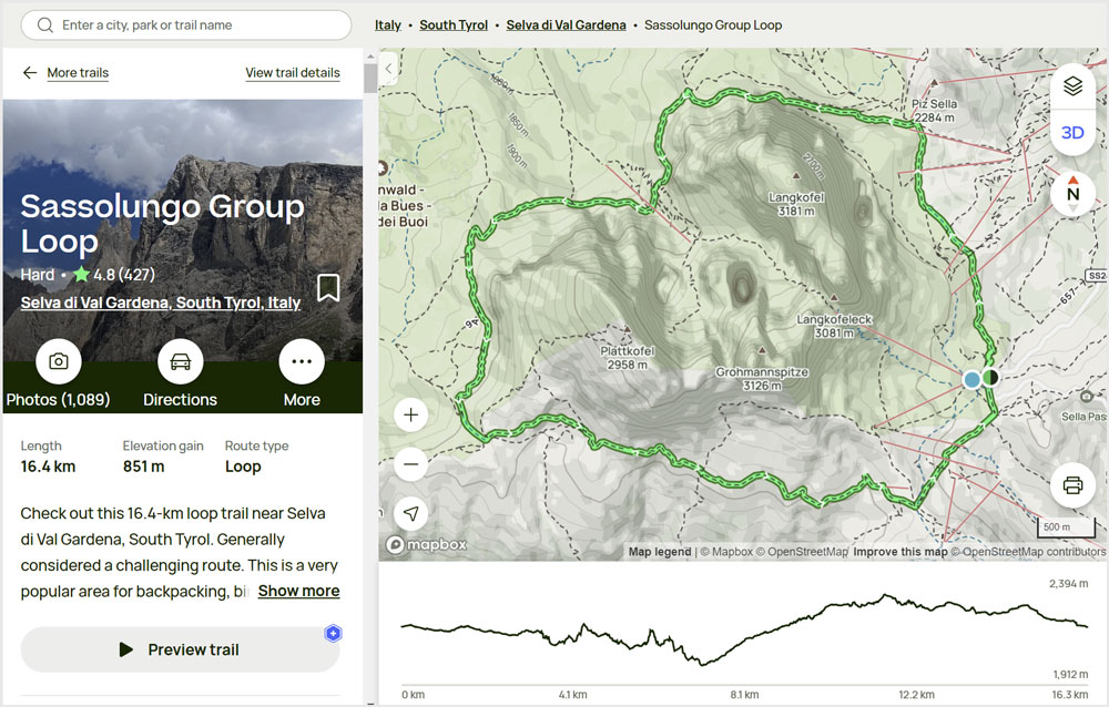 sassolungo group trail map