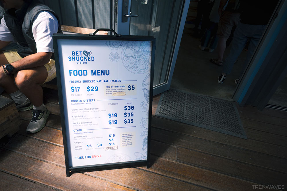 get shucked oysters menu brundy island tasmania