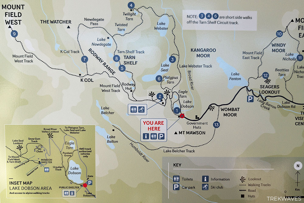 mt field national park hiking trails map