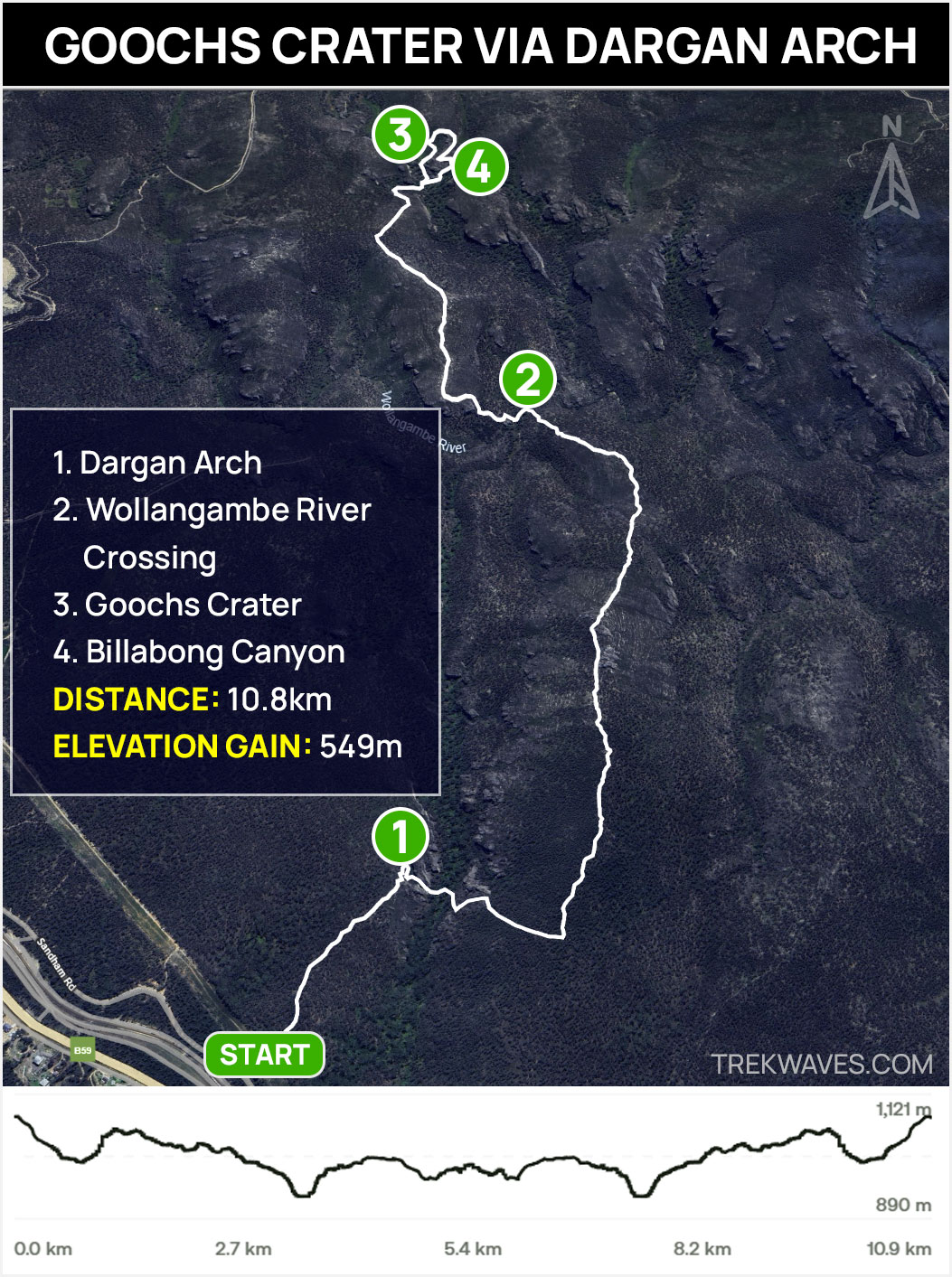 goochs crater dargan arch hike trail map