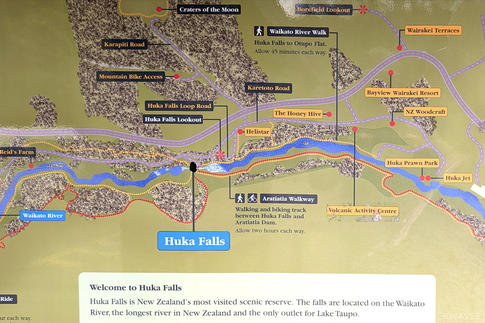 huka falls walking trails map new zealand