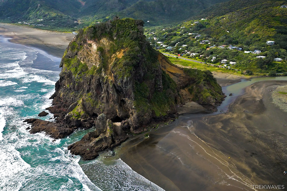 piha beach and lion rock waitakere ranges new zealand