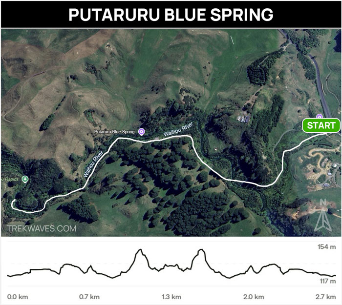 putaruru blue spring trail map te waihou walkway new zealand