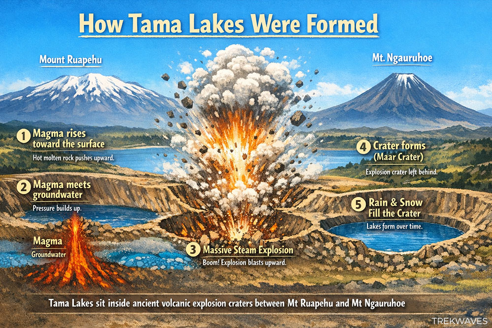 how tama lakes were formed tongariro national park