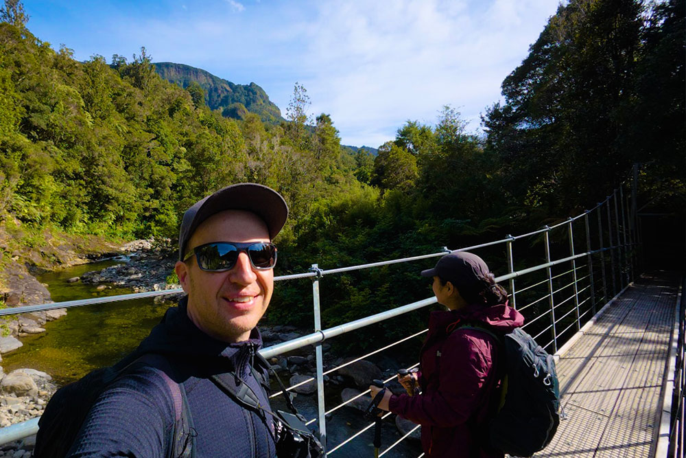 Kauaeranga River swing bridge the pinnacles coromandel