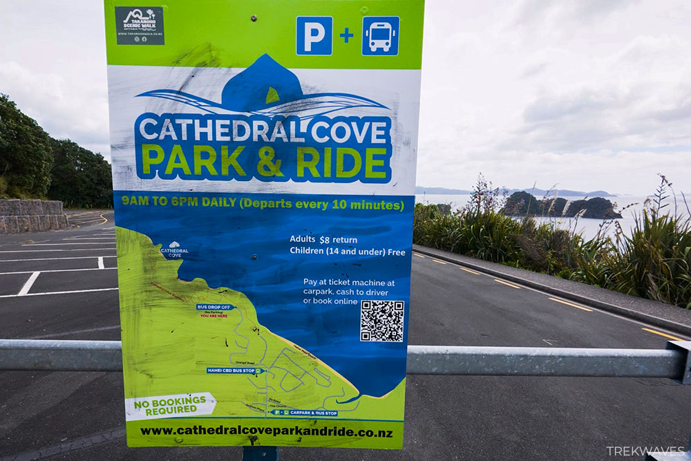 cathedral cove shuttle carpark coromandel new zealand