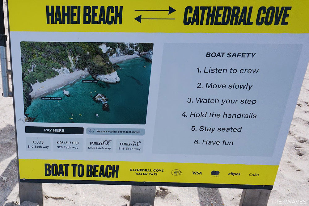 hahei cathedral cove water taxi coromandel nz