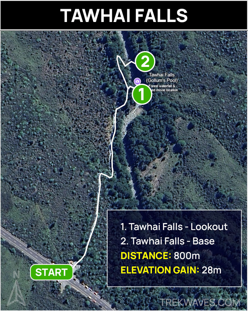 tawhai falls trail map tongariro new zealand